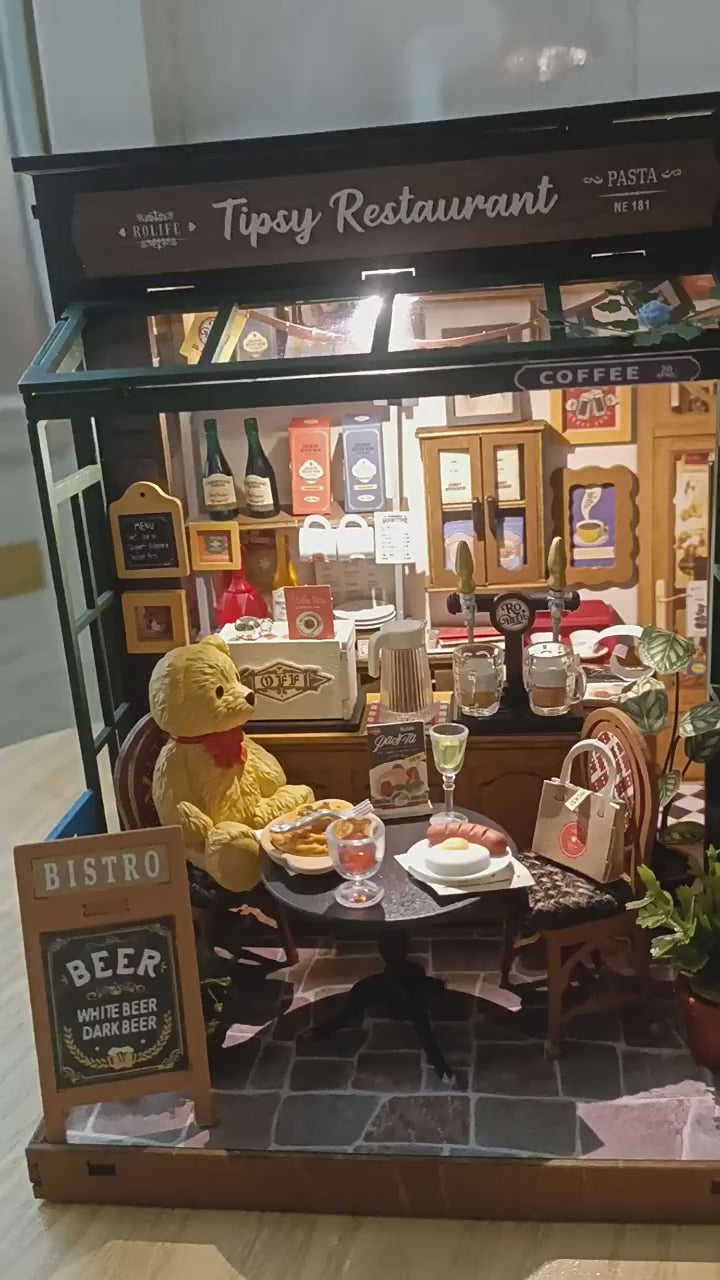 DIY Puuzzle | DIY Miniature French Bistro Kit - Tipsy Restaurant Video Review Thumbnail