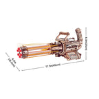 Rotating barrel wooden puzzle gun kit 3D assembly model with 6-barrel firing mechanism by DIY Puuzzle
