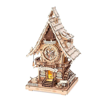 DIY Puuzzle™ | Woodland Cuckoo Clock 3D Wooden Puzzle Kit with LED Lights - DIY Puuzzle