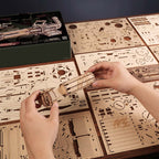 Rotating barrel wooden puzzle gun kit 3D assembly model with 6-barrel firing mechanism by DIY Puuzzle