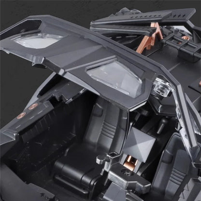 High-quality 1:18 scale Batmobile replica model with authentic movie details, LED lighting, and interactive features for collectors
