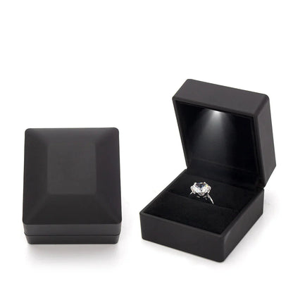 Black jewelry box LED ring box with automatic light for engagement proposals and wedding jewelry display