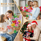 Collage of people holding and interacting with colorful flowers, suitable for any occasion.