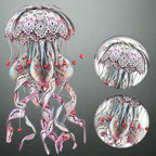 DIY Puuzzle | 3D Metal Puzzle Jellyfish Kit - 61 Piece Stainless Steel DIY Assembly Model Building Set for Adults