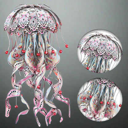 DIY Puuzzle | 3D Metal Puzzle Jellyfish Kit - 61 Piece Stainless Steel DIY Assembly Model Building Set for Adults