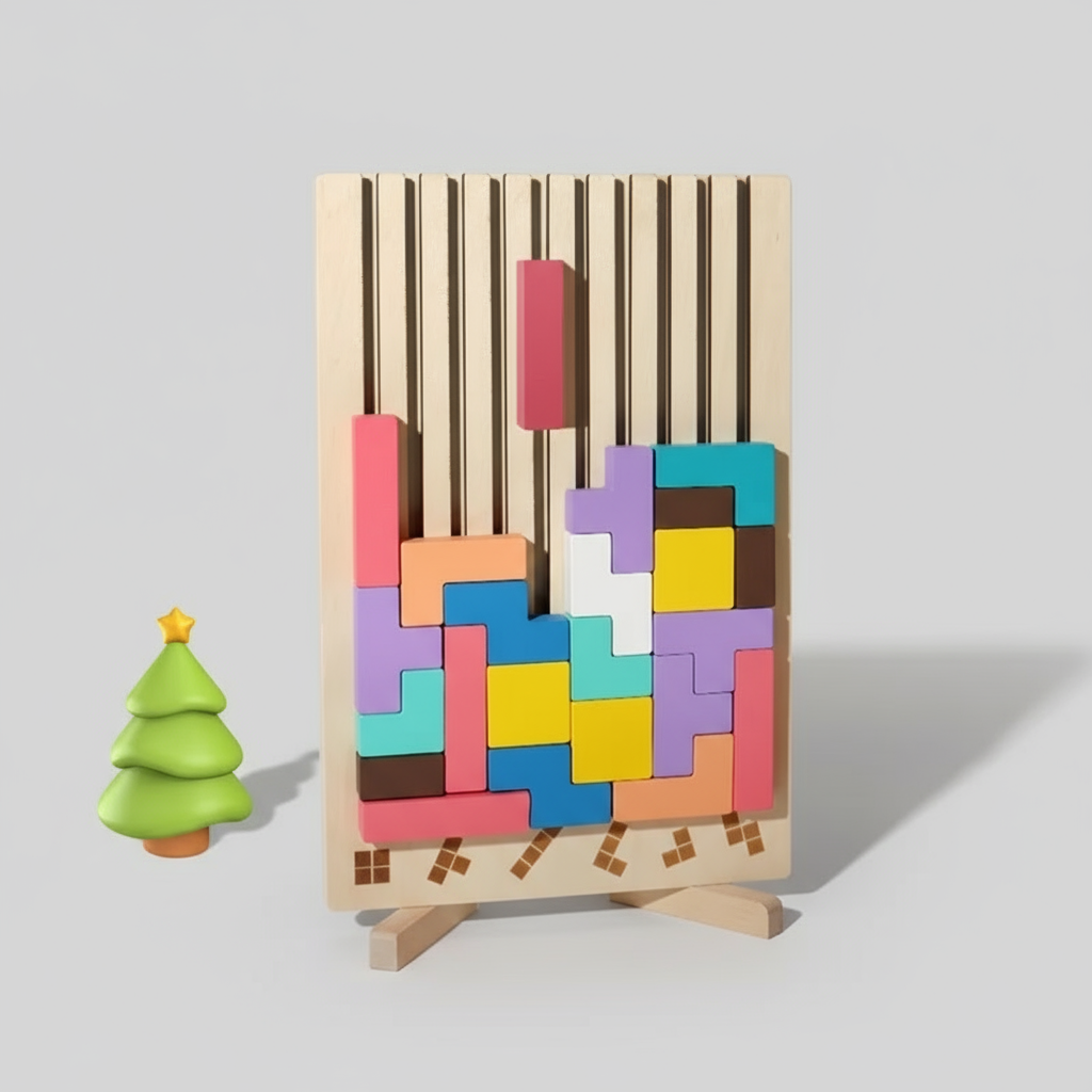 Montessori Color Puzzle - Wooden Logic Training Toy with 20 Cards Interactive Game for Toddlers 3-5 Years