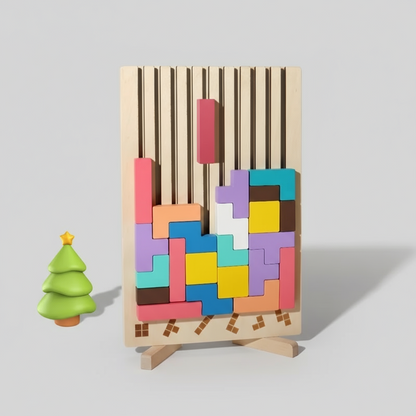 Montessori Color Puzzle - Wooden Logic Training Toy with 20 Cards Interactive Game for Toddlers 3-5 Years