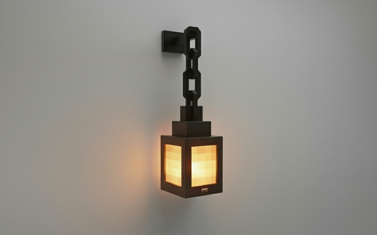 Wall-mounted light fixture with a chain design on a plain background