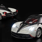 1:18 Pagani Huayra model car with working LED headlights and engine sound, an interactive diecast for collectors, White