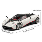 1:18 scale Pagani Huayra diecast model car about 27 cm long, an alloy hypercar for shelf and desk display, White