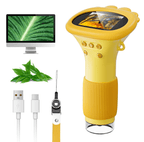 USB rechargeable kids microscope with lanyard and cable, an educational science gift for young minds, Yellow