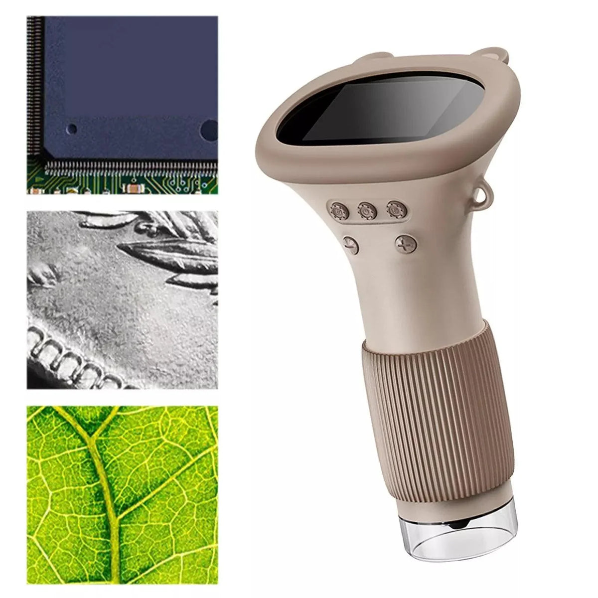 1000X digital microscope for coin, stamp and PCB inspection plus biology and geology exploration, Beige
