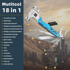 Survival multitool with a magnesium fire rod, safety whistle, saw and pliers for camping, fishing and emergency kits Blue, Black