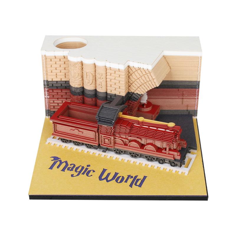 3D art memo pad building a Love Castle paper sculpture as pages tear, a romantic LED desk decor gift and calendar planner