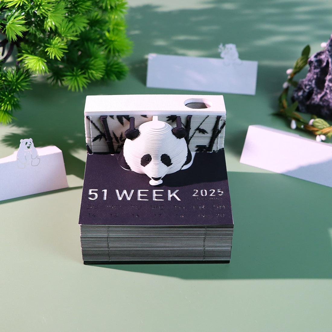 Stationery lover gift memo pad building a Panda paper sculpture, a touch LED desk ornament and tear-off calendar note pad