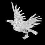 Intricate metal eagle model with hundreds of laser cut steel parts, a detailed mechanical build for adult crafters