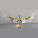 3D metal mechanical eagle model kit with wide spread wings, a gold and steel bird sculpture for a steampunk desk Gold Eagle