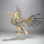 Gold toned mechanical eagle with exposed gears and riveted feathers, a hands on metal model for adult hobbyists Gold Eagle