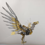 Gold metal raptor model kit built from hundreds of stainless steel parts, a multi hour assembly and gift for engineers Gold Eagle