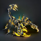 Golden Black articulated scorpion puzzle standing on six steel legs, a hands-on metal model kit for adult builders and decor
