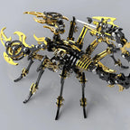Golden Black metal scorpion puzzle with gleaming plated claws, a posable steel model kit and steampunk desk decor for adults