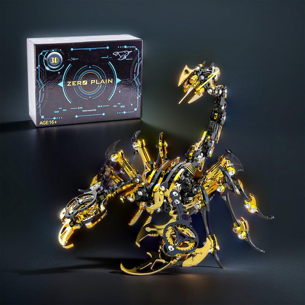 Golden Black scorpion king model kit with a retail gift box, a 48-piece stainless steel puzzle for collectors and gifting