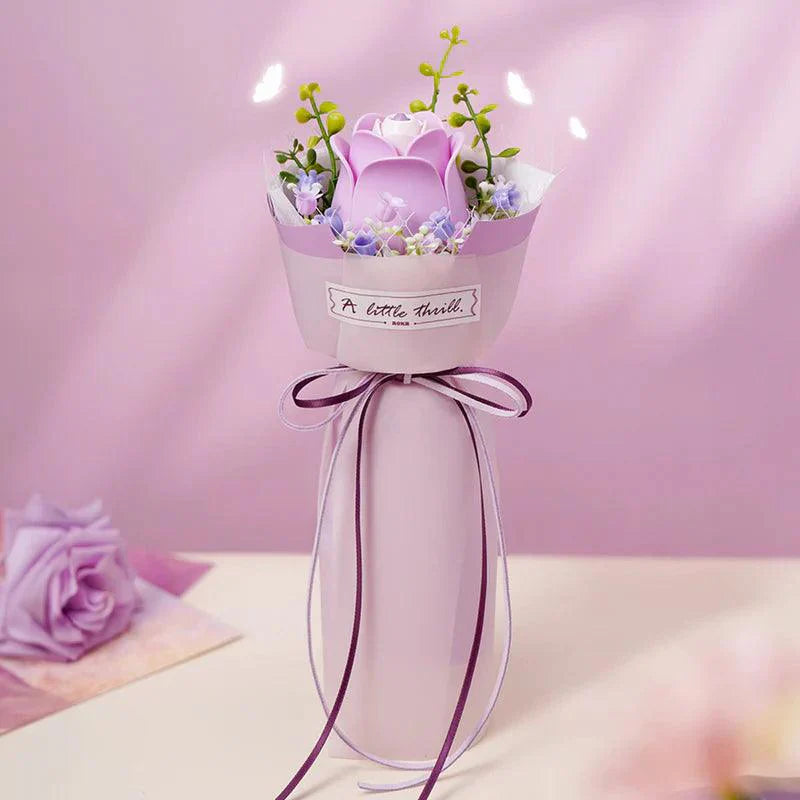Impressionist inspired purple rose wooden puzzle, a romantic anniversary and birthday flower gift that never wilts AF022