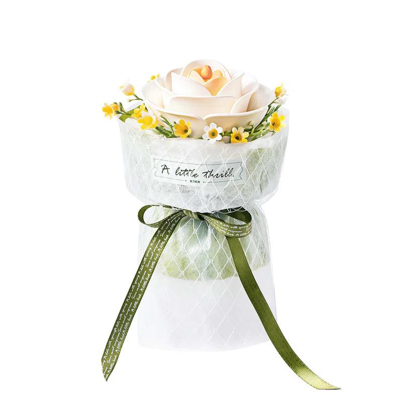 White camellia flower model kit with lily of the valley accents, a hands-on botanical craft for teens and adults AF021 AF023