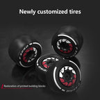 Detailed P ZERO racing slick tires and rims for the Alfa Romeo ORLEN C42 Formula 1 kit, in 1:8 with 1868 pcs and 1:24 with 271 pcs