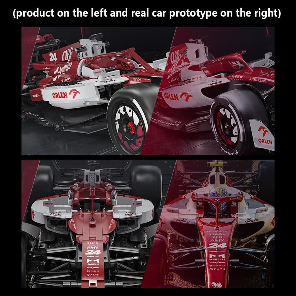 Alfa Romeo ORLEN C42 brick race car matching the real Formula 1 prototype, an accurate 1:8 with 1868 pcs scale model