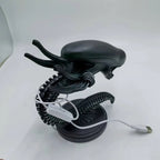 Charcoal alien figurine resin lamp with a USB accent light, a sci-fi table lamp for a desk, shelf, or reading corner Dark Grey