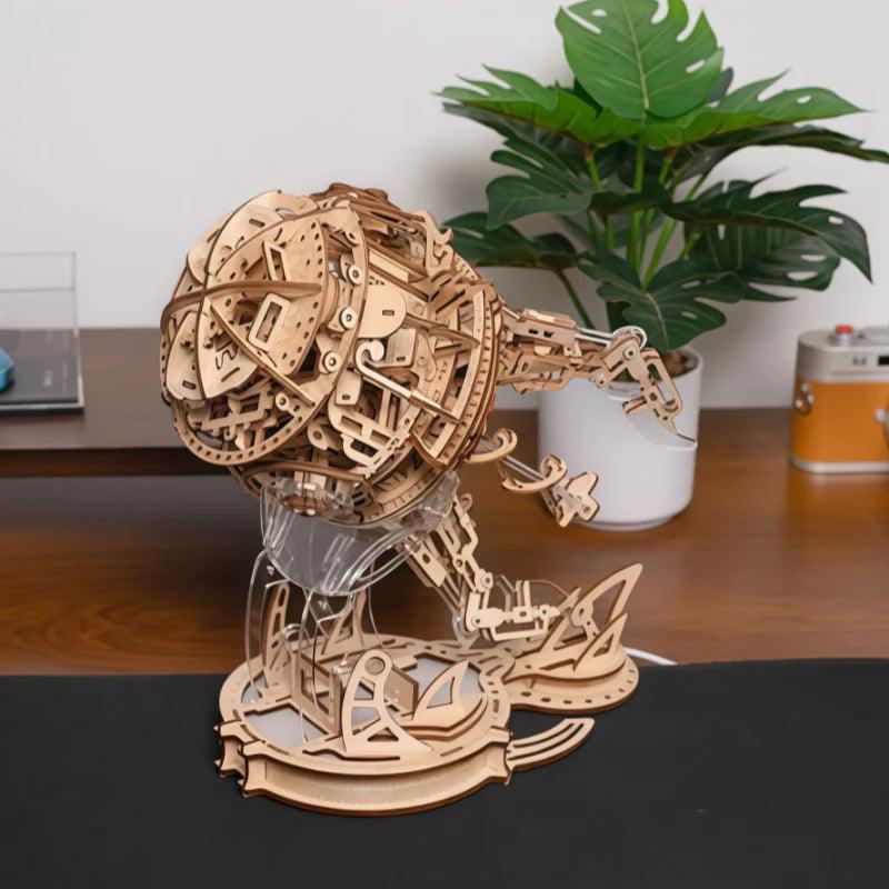 Intermediate 3D wooden puzzle jellyfish with wind-up melody and soft night light glow, a decor gift for adults