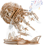 355 piece laser-cut plywood puzzle kit, a glue-free wooden jellyfish model build for adult hobbyists and crafters
