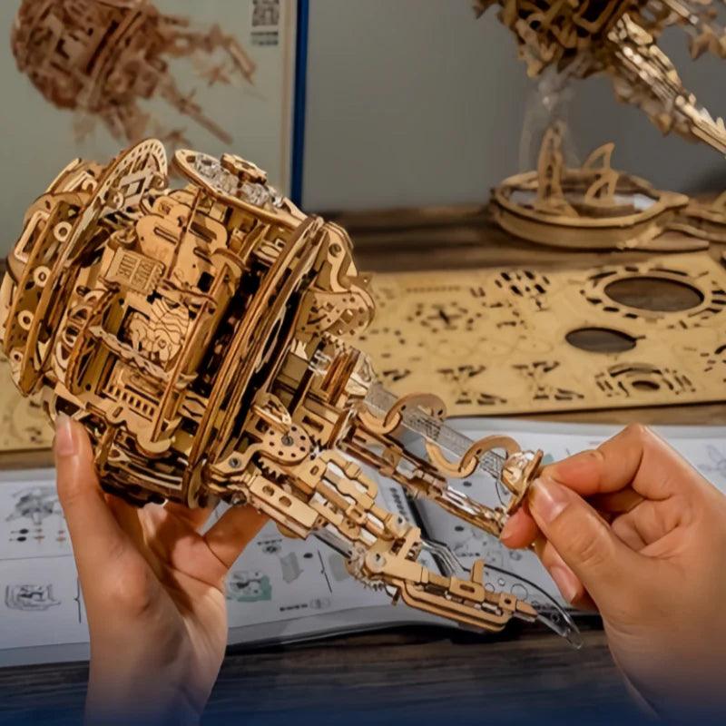 Housewarming gift jellyfish music box puzzle, a 355 piece illuminated wooden model kept on lasting display
