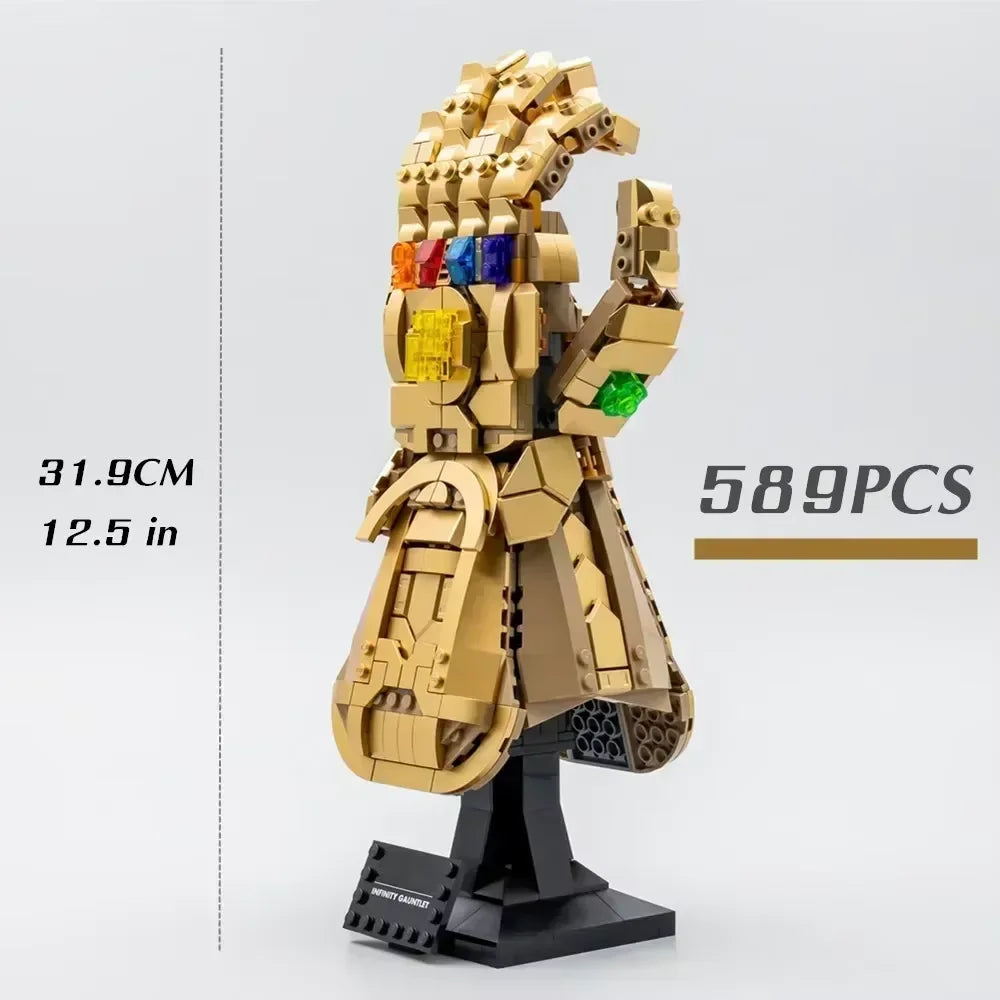 infinity gauntlet 589 pieces 12.5 inch 31.9 cm brick model marvel avengers display lego compatible kit -- infinity Gauntlet - Gold