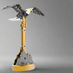 Kinetic metal eagle sculpture with flapping wings for desk, mantel and office shelf display in any patriotic space
