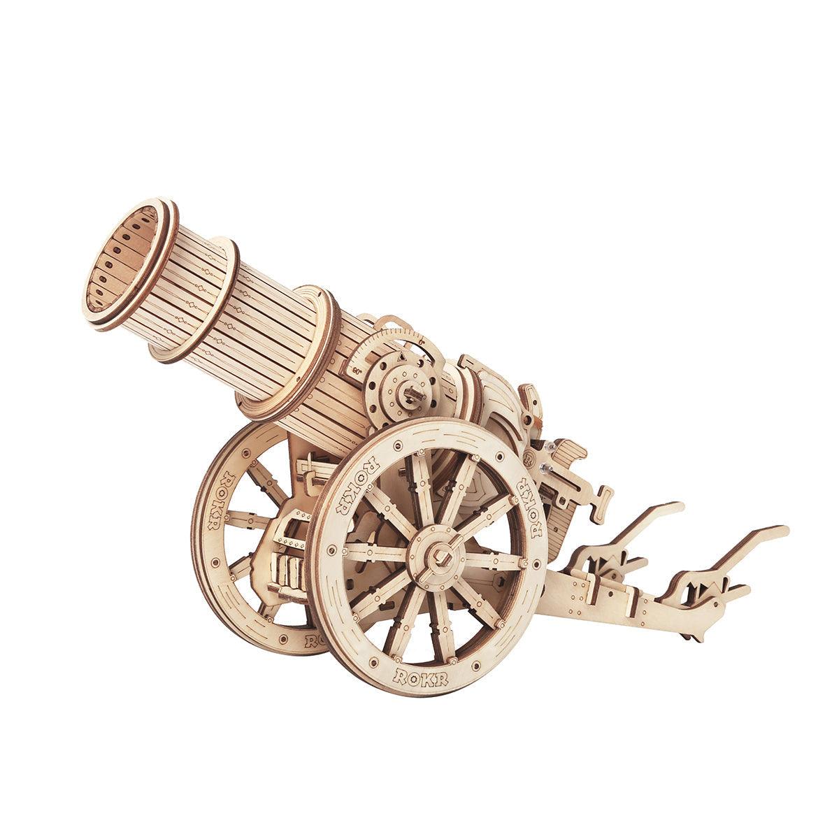 Ballistic trebuchet wooden model kit assembled as a working siege catapult, hands-on STEM build and desk display for adults