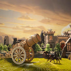 Functioning wooden siege catapult that launches table tennis balls, medieval battlefield model and STEM gift for ages 14 and up