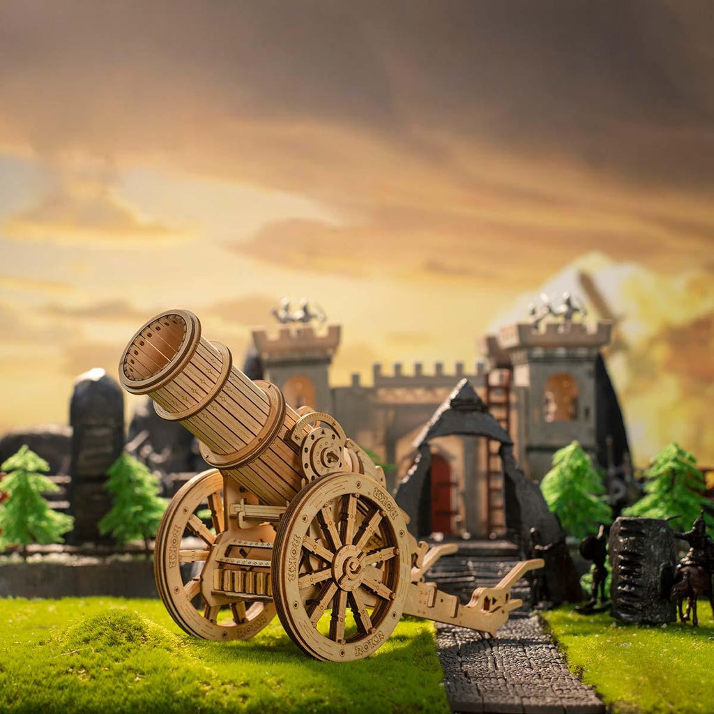 Medieval trebuchet wooden building kit with laser cut parts, history buff display piece and hands-on engineering project