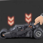 Diecast Batmobile display model with LED lighting and steering wheels for fans decorating a shelf or game room 1995 1 Tail and 1995 2 Tail versions.