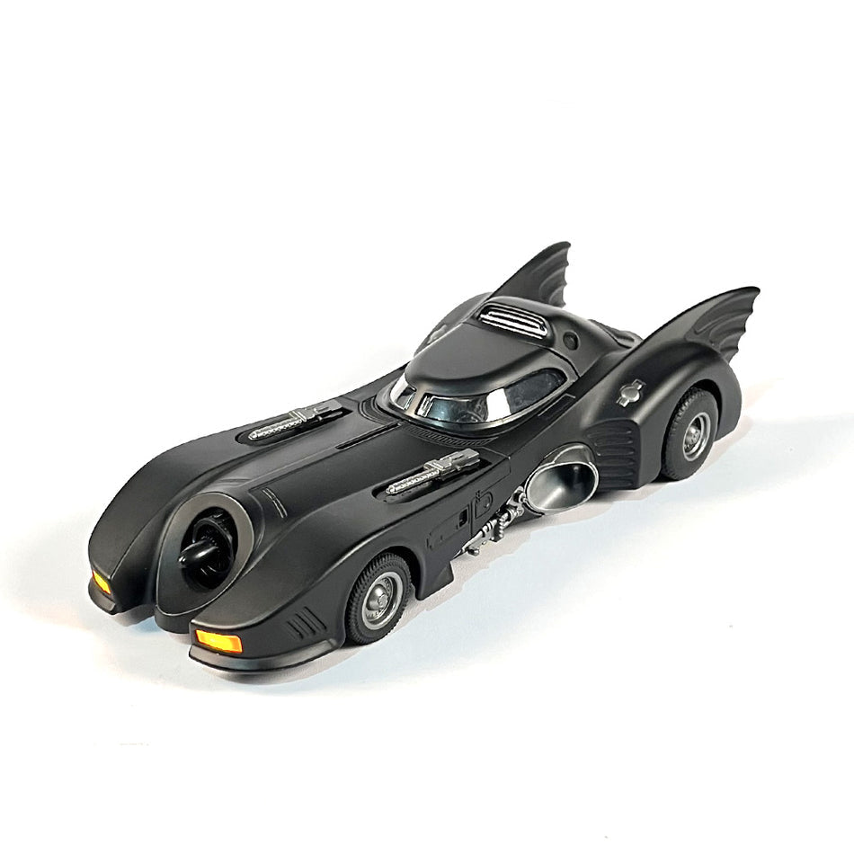 1989 Batman Batmobile diecast movie car model in alloy metal with light up detail for collectors and film fans 1989 Black version.