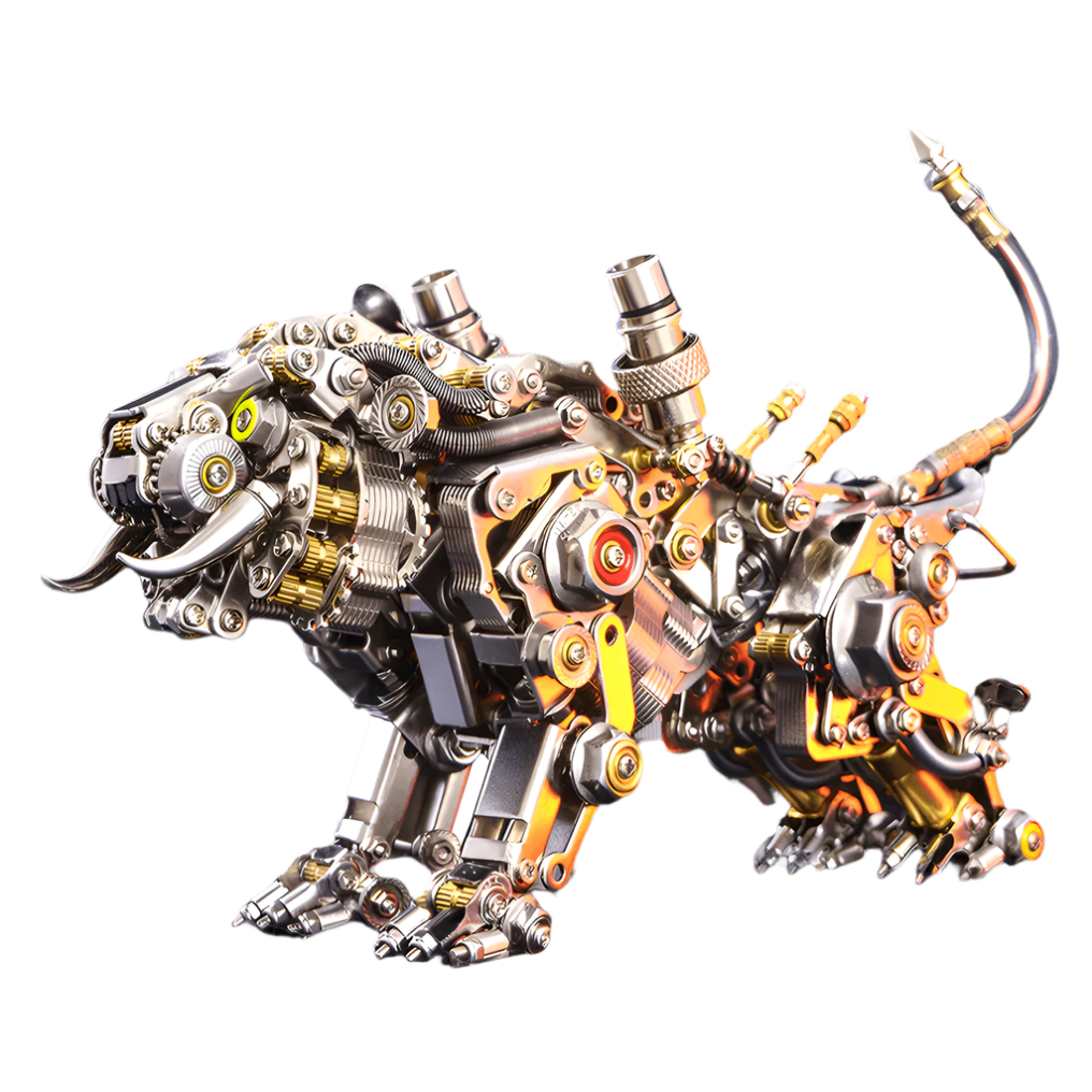 3D metal Bengal tiger puzzle kit with 700 stainless steel pieces, a glue-free mechanical model for adult collectors Original Version