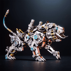 Blue accented metal tiger sculpture with 700 laser-cut steel parts, a mechanical model kit and collectible for adults Colorful Version