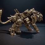 Big cat metal sculpture built from stainless steel, a mechanical Bengal tiger model and collectible gift for engineers Original Version