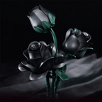 Black rose brick bouquet with iridescent rainbow sheen, a romantic Valentine gift that never needs water, in 3 rose and 12 rose sets