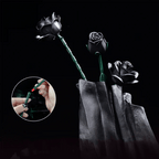 Faux black rose bouquet kit with rainbow-finish petals, a hands-on floral craft for teens and adults, in 3 rose and 12 rose sets