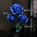 Relaxing 30 to 45 minute flower building project for teens and adults, a lasting blue rose display for home decor