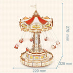 Wooden carousel music box kit as a birthday and holiday gift for teens, adults, and music box collectors alike