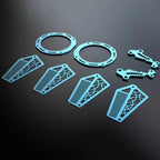 Blue translucent wing panels and metal frame parts included in the 500 piece angelfish stainless steel assembly kit. Blue