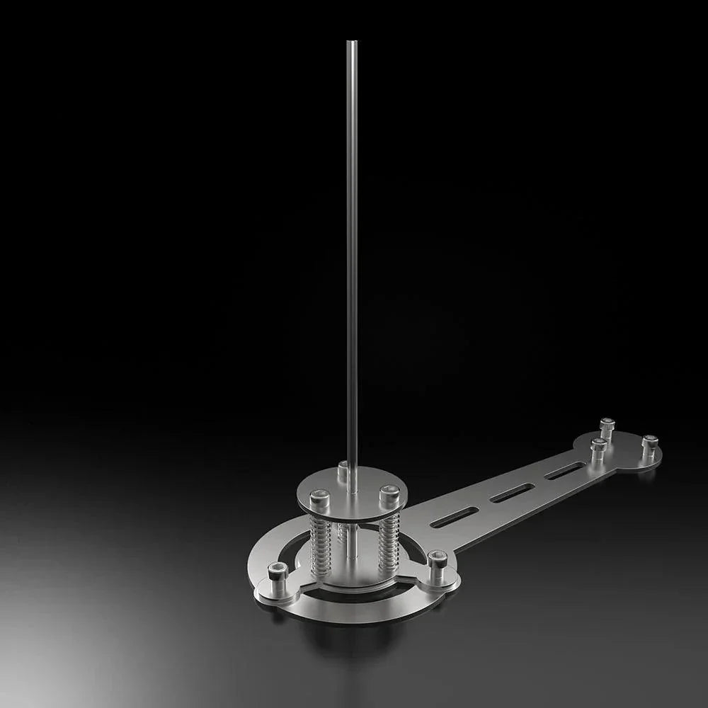 Metal display stand included with the angelfish 3D model kit to mount the finished 500 piece stainless steel sculpture. Red, Blue